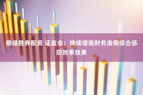 稳操胜券配资 证监会：持续增强财务造假综合惩防效率效果
